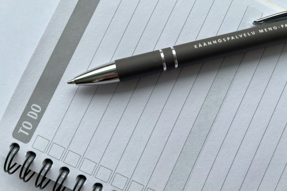 A pen writing a text for translation